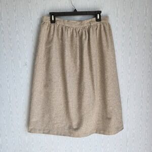 Vtg 60s Size 10/12 32" Waist Union ILGWU Wool Skirt USA Beige Old Money Academia